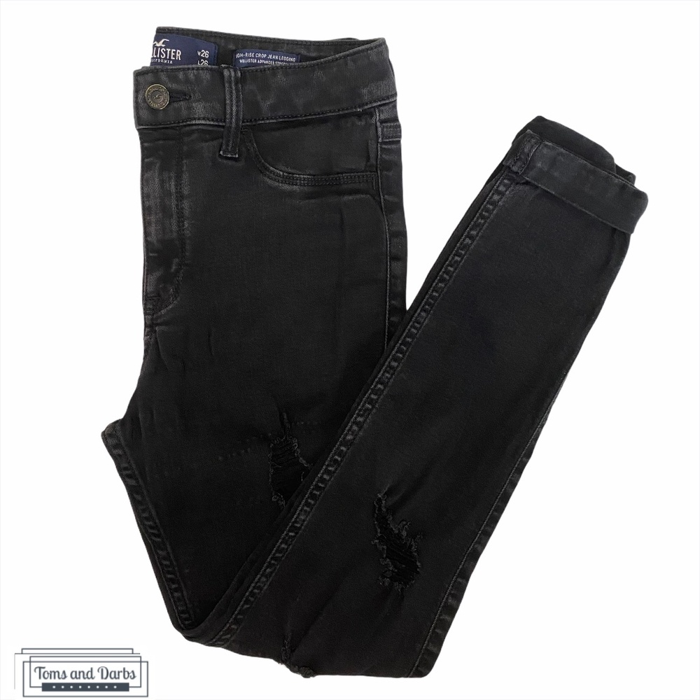 Hollister Ripped Cuffed Skinny Black Jeans